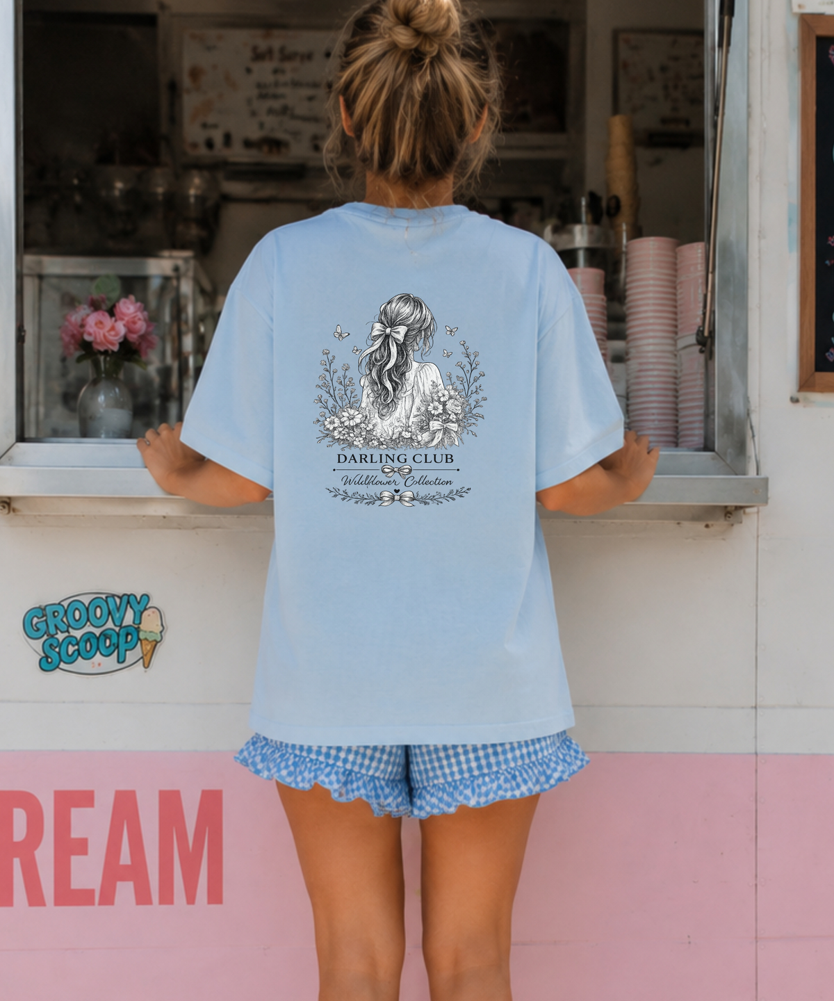Wildflower Girl Floral & Bow Graphic Tee - Darling Club