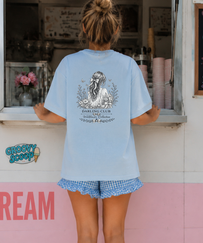 Wildflower Girl Floral & Bow Graphic Tee - Darling Club