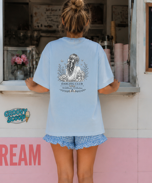 Wildflower Girl Floral & Bow Graphic Tee - Darling Club