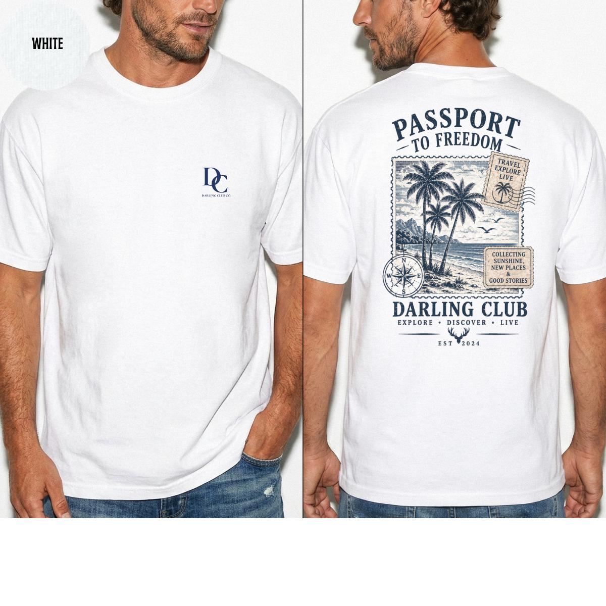 Camiseta Masculina Darling Club Passport to Freedom Branca